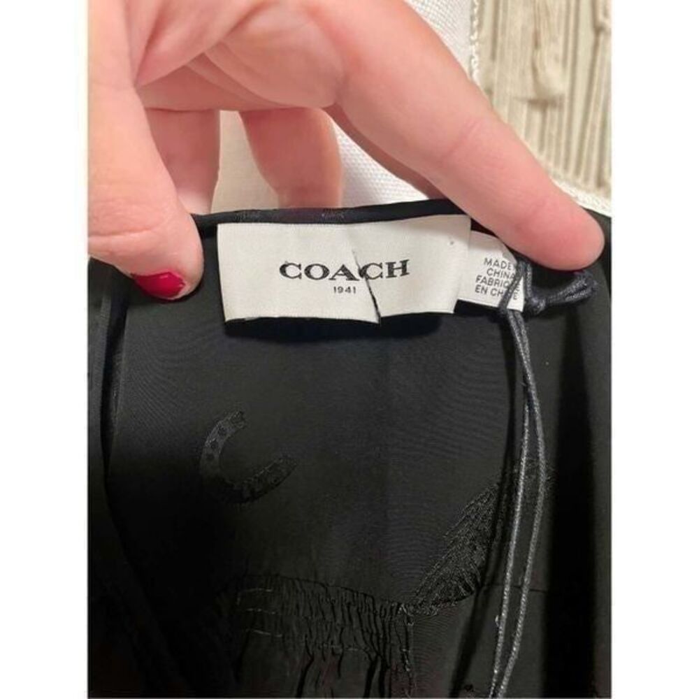 NWT COACH Feather Jacquard Print Silky Dress Size 2 - Picture 8 of 11